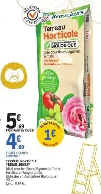 E.Leclerc TERREAU HORTICOLE BEAUX JOURS offre