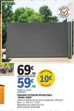 E.Leclerc PARAVENT EXTÉRIEUR RÉTRACTABLE BEAUX JOURS offre