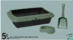 E.Leclerc Bac à litière pour chat avec gamelle et pelle offre