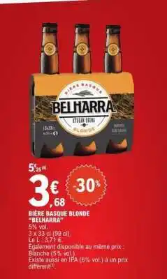 E.Leclerc BIÈRE BASQUE BLONDE “BELHARRA” offre