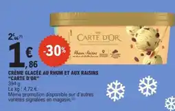 E.Leclerc CRÈME GLACÉE AU RHUM ET AUX RAISINS “CARTE D'OR” offre