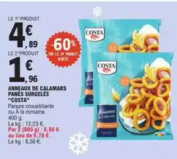 E.Leclerc ANNEAUX DE CALAMARS PANES SURGELES COSTA offre