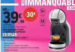 E.Leclerc PACK MACHINE À CAFÉ + 4 BOÎTES DE CAPSULES offre