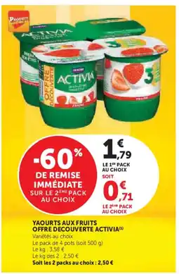 Hyper U ACTIVIA Yaourts aux fruits offre decouverte offre