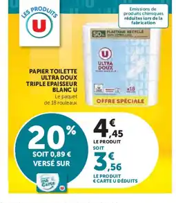 Hyper U U Papier toilette ultra doux triple epaisseur blanc offre