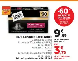 Hyper U CARTE NOIRE Cafe capsules offre