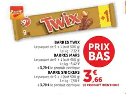 Hyper U TWIX Barres offre