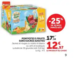 Hyper U POM POTES 5 fruits sans sucres ajoutes offre