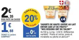 E.Leclerc Yaourts de haute-savoie au lait entier sur lit de fruits nos régions ont du talent offre