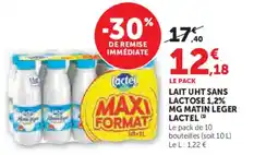 Hyper U LACTEL Lait uht sans lactose 1,2% mg matin leger offre