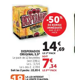 Hyper U DESPERADOS Original 5,9° offre