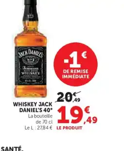 Hyper U JACK DANIEL'S 40° Whiskey offre