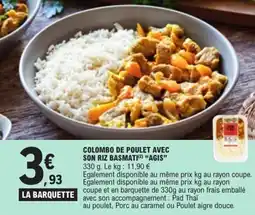 E.Leclerc Colombo de poulet avec son riz basmati agis offre