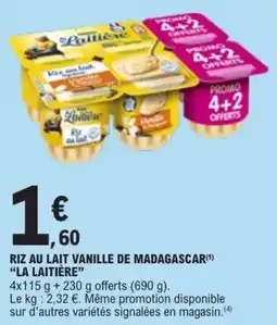 E.Leclerc Riz au lait vanille de madagascar la laitière offre