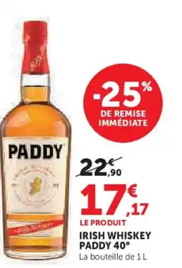 Hyper U PADDY 40° Irish whiskey offre
