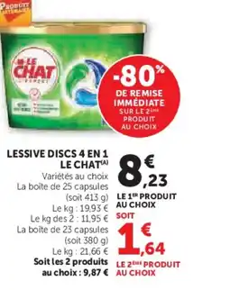 Hyper U LE CHAT Lessive discs 4 en 1 offre