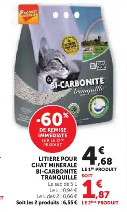 Hyper U TRANQUILLE Litiere pour chat minerale bi-carbonite offre