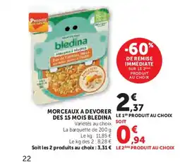 Hyper U BLEDINA Morceaux a devorer des 15 mois offre