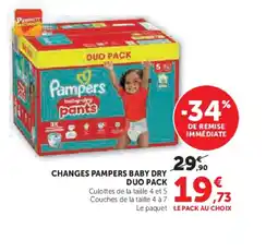 Hyper U Changes pampers baby dry duo pack offre