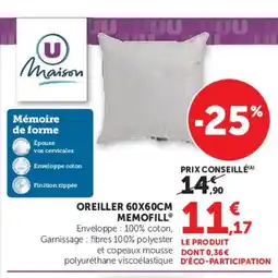 Hyper U Oreiller memofill offre