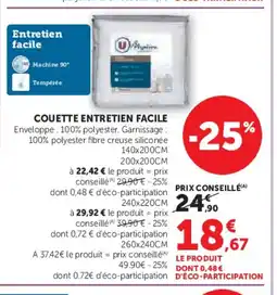Hyper U Couette entretien facile offre