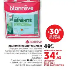 Hyper U BLANVÊRE Couette sérénité temperée offre