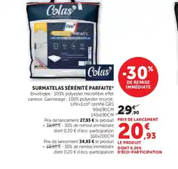 Hyper U COLAS Surmatelas sérénité parfaite offre