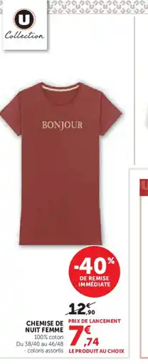 Hyper U Chemise de nuit femme offre