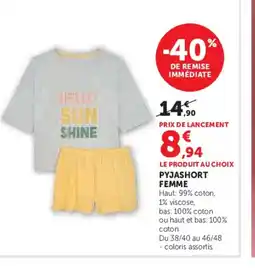 Hyper U Pyjashort femme offre