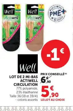 Hyper U WELL Lot de 2 mi-bas actiwell circulation offre