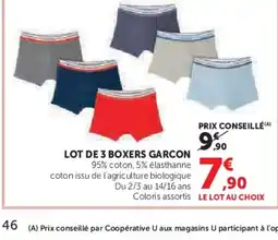 Hyper U Lot de 3 boxers garcon offre