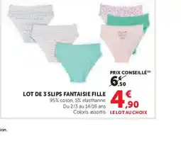 Hyper U Lot de 3 slips fantaisie fille offre
