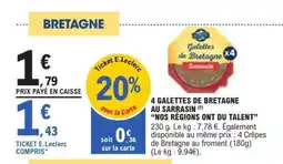E.Leclerc 4 Galettes de Bretagne au Sarrasin offre