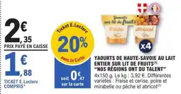 E.Leclerc Yaourts de Haute-Savoie au lait entier sur lit de fruits offre