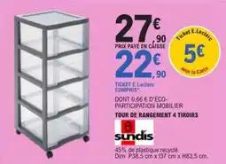 E.Leclerc TOUR DE RANGEMENT 4 TIROIRS offre
