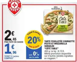 E.Leclerc TARTE FEUILLETÉE COURGETTE PESTO ET MOZZARELLA SURGELÉE “CÔTÉ TABLE” offre