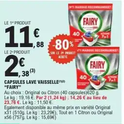 E.Leclerc Capsules Lave-vaisselle FAIRY offre