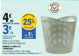 E.Leclerc PANIERE A LINGE 27L 'HOMESIDE' offre