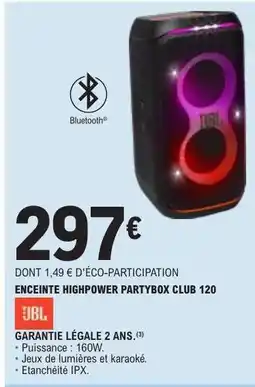 E.Leclerc ENCEINTE HIGHPOWER PARTYBOX CLUB 120 offre