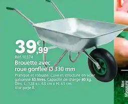 Provence Outillage Brouette avec roue gonflée Ø 330 mm offre
