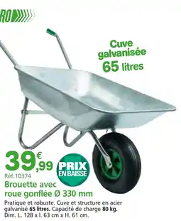 Provence Outillage Brouette avec roue gonflée Ø 330 mm offre