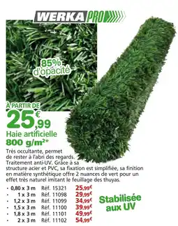 Provence Outillage WERKA PRO Haie artificielle 800 g/m² offre