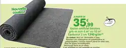 Provence Outillage Gazon artificiel bicolore gris et noir 4 m² ou 10 m² Épaisseur 2 cm 1340 g/m² offre