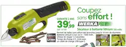 Provence Outillage WERKA PRO Sécateur à batterie lithium 3,6 volts offre