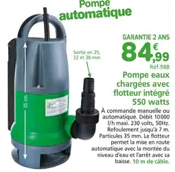 Provence Outillage Pompe eaux chargées avec flotteur intégré 550 watts offre