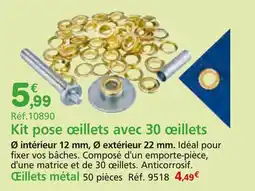 Provence Outillage Kit pose œillets avec 30 oeillets offre