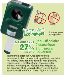Provence Outillage Répulsif solaire électronique à ultrasons universels offre