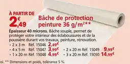 Provence Outillage Bâche de protection peinture 36 g/m² offre
