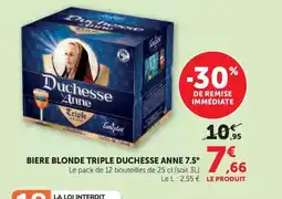 Super U TRIPLE DUCHESSE ANNE 7.5° Biere blonde offre