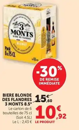 Super U 3 MONTS 8.5° Biere blonde des flandres offre